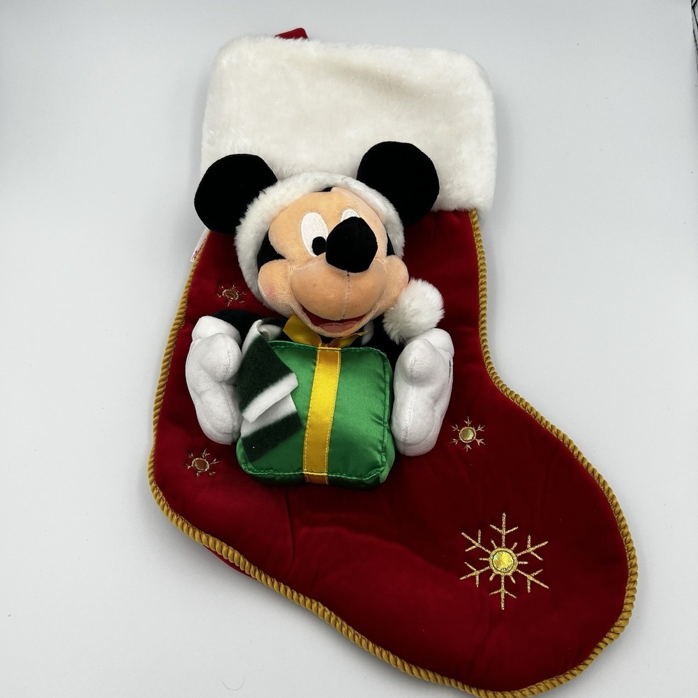 VTG Disney Store Exclusive  3D Mickey Mouse Plush Christmas‎ Stocking 18" Gift